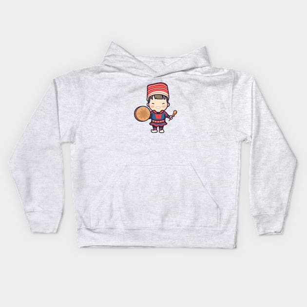 Cute Norwegian Drummer Boy in Traditional Clothing Kids Hoodie by SLAG_Creative